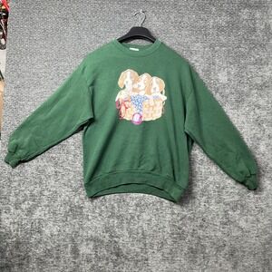 VTG Gopher Sport Crewneck Sweatshirt Mens Green Puppies Dog Graphic USA Made - L